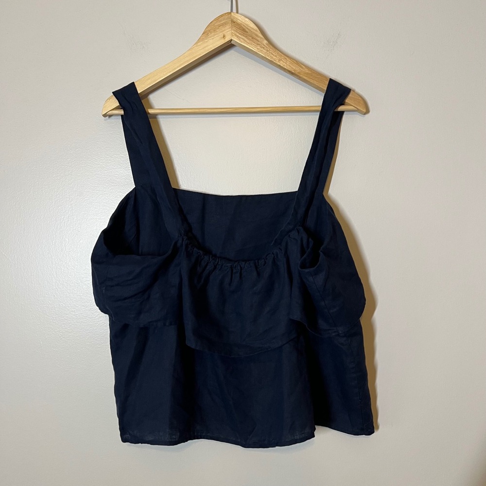 NWT Quince 100% European Linen Square Neck Tank Navy Size XL - Picture 4 of 6